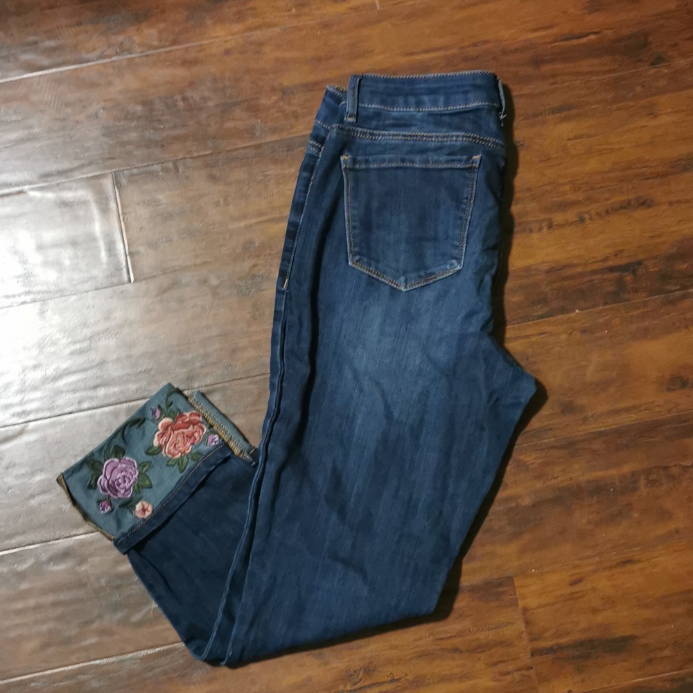 Jeans with embroidery cuffs ladies size 8